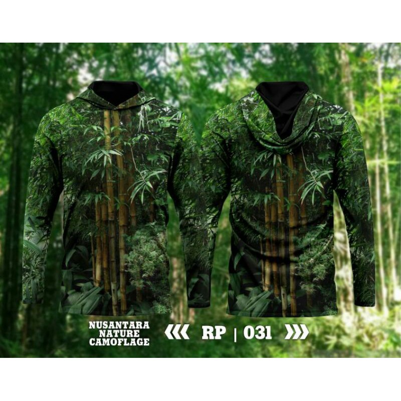 READY BAJU CAMO HOODIE MOTIF NATURAL BAMBU