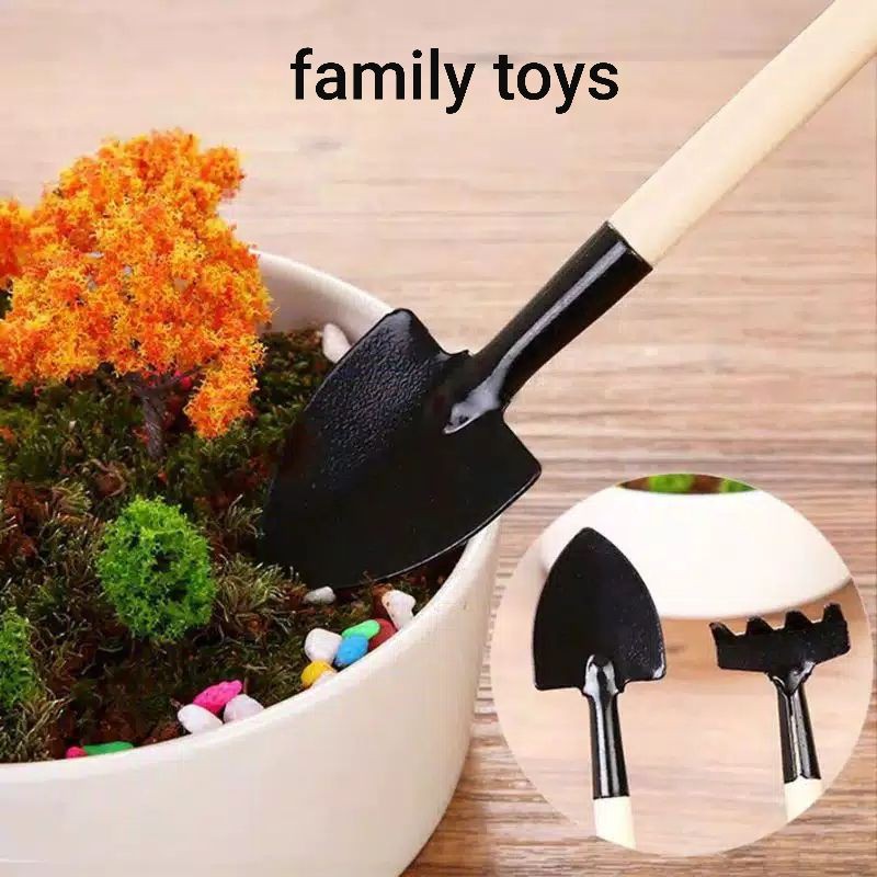 family games Sekop garukan cangkul set mini 3in1 alat berkebun tanam garden tools