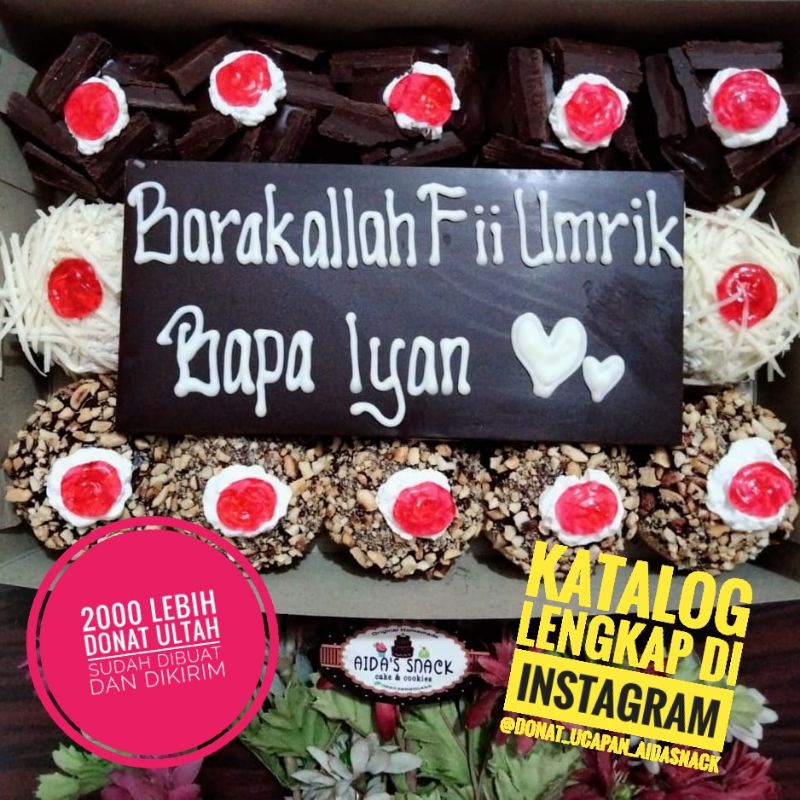 Kue donat cake ultah ulang tahun blackforest kacang blok coklat hitam by Aida's snack bandung