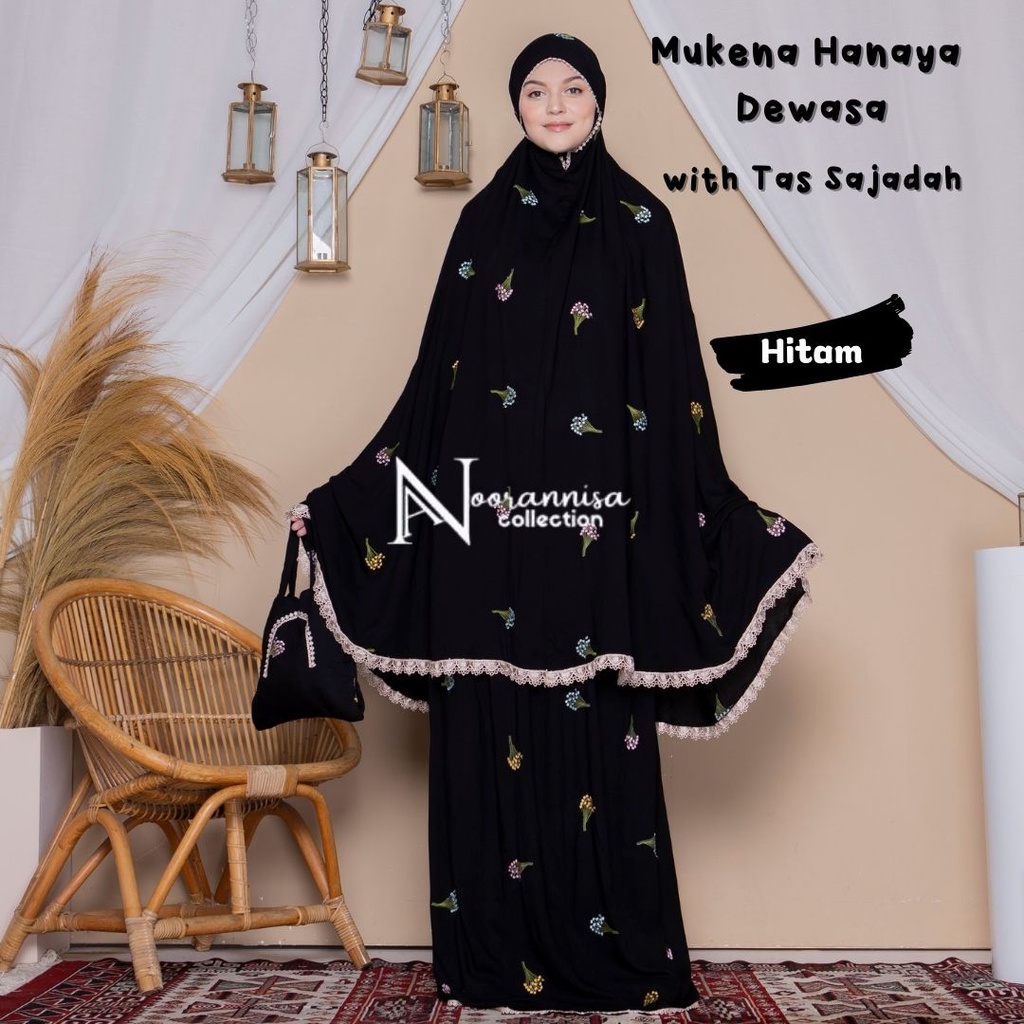 Mukena Bordir Dewasa Tas Sajadah Hanaya Katun Rayon Premium