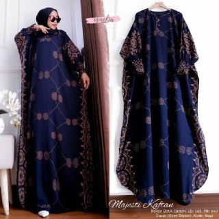 COD - Asmiranda Maxy Gamis Muslim Aurora Dress Shakila Aksen Renda Brukat Import Ld  110 Fit S - XL ( Free Bros ) Fashion Maxi Wanita Pesta Kondangan Modern Termurah Terlaris-KAFTAN MAJESTI NAVY