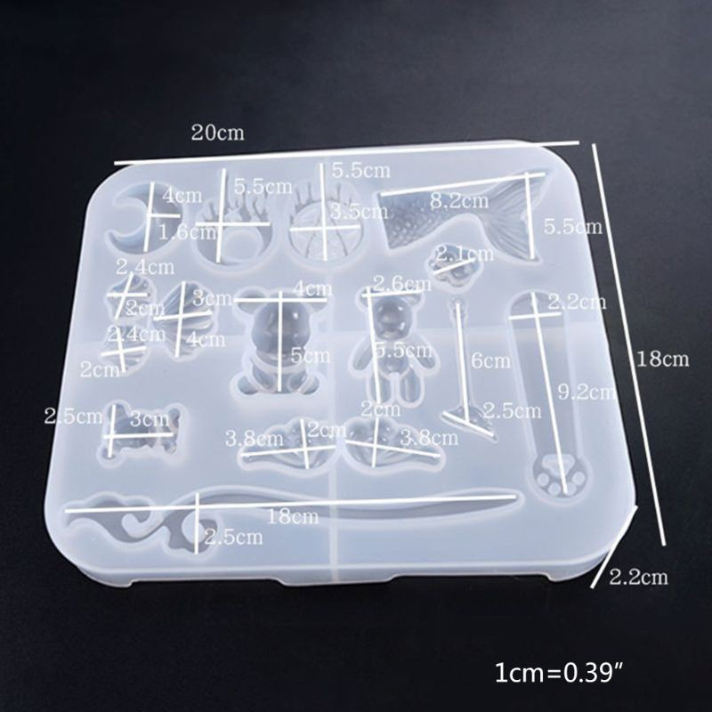 Glitter DIY Crystal Epoxy Mold Dice Hairpin Hair Jewelry Making Mold Silicone Mould