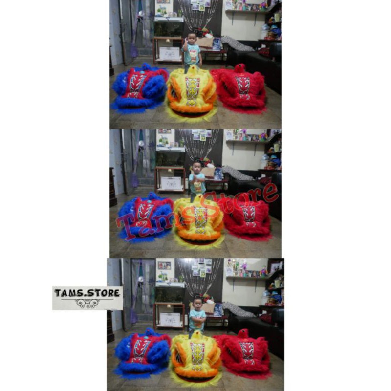 Barongsai dewasa 60x50x50 mulut bisa dimainkan,, mata bisa menyala dan bisa berkedip
