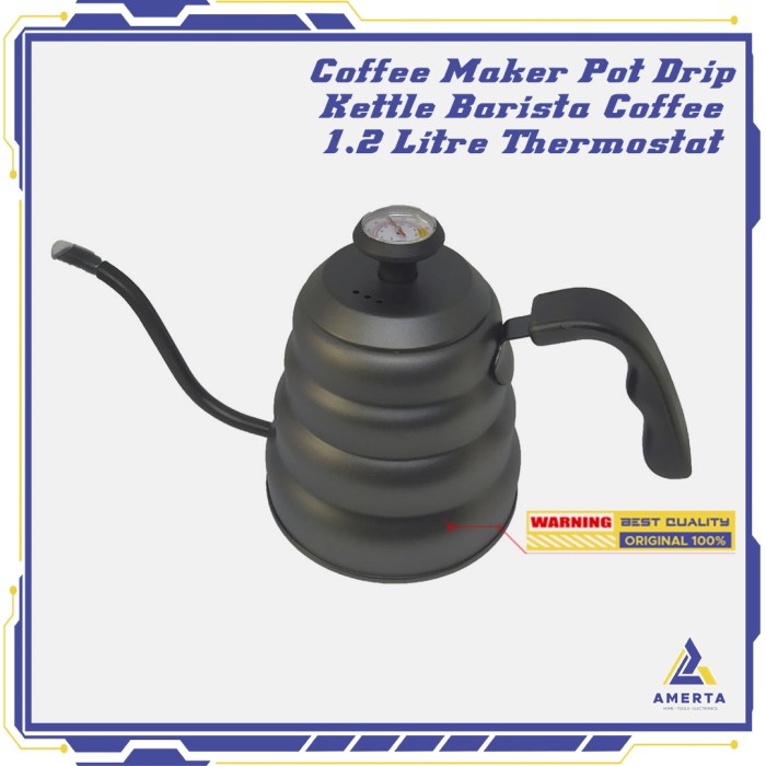 Coffee Maker Pot Drip Kettle Teko Barista Kopi 1.2 Liter with Thermost