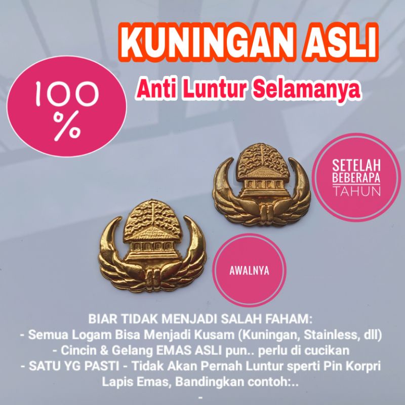 Pin Korpri Impor - Peniti - Kualitas Super - Premium - Tebal - Lapis Emas - Bukan Kuningan - Bisa Luntur Menjadi Warna Putih / Coklat