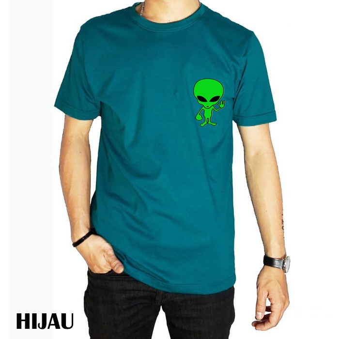 Kaos Pria Lengan Pendek Gambar &quot;Alien&quot;