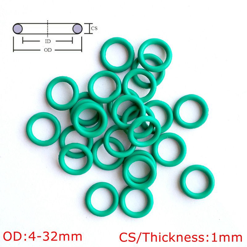 10 Pieces Green Fkm Fluorine Rubber O Ring O-ring Oil Sealing Gasket Cs 1mm Od 4-24mm