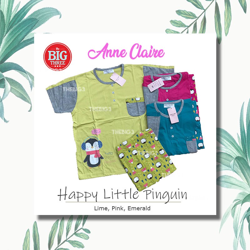 ANNE CLAIRE Setelan Pendek Celana Pendek Panjang All size BabyDoll Baju Tidur HAPPY LITTLE PENGUIN