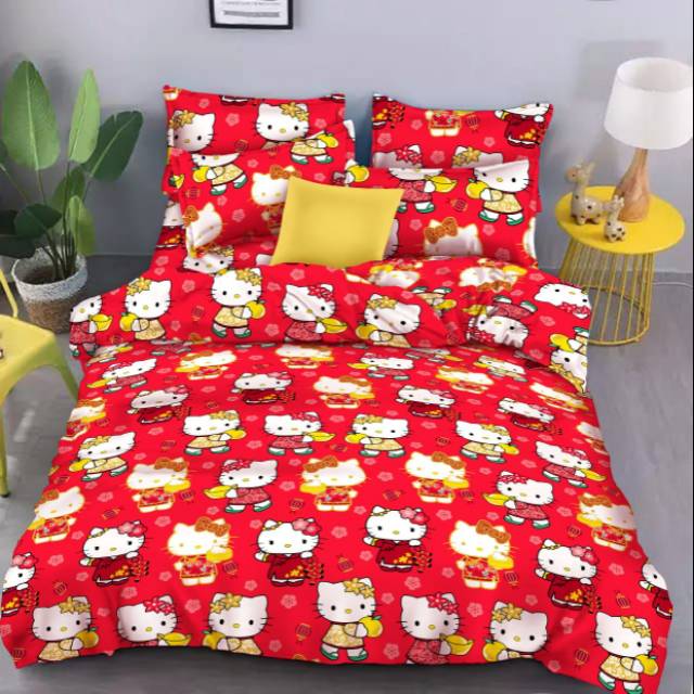 Sprei bed cover dan balmut motif hello kitty
