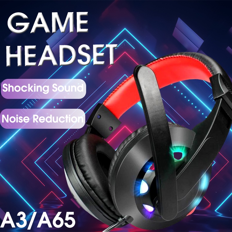 Headset Gaming LED+Microphone Noise Canceling Headset A3/A65 For Computer Laptop