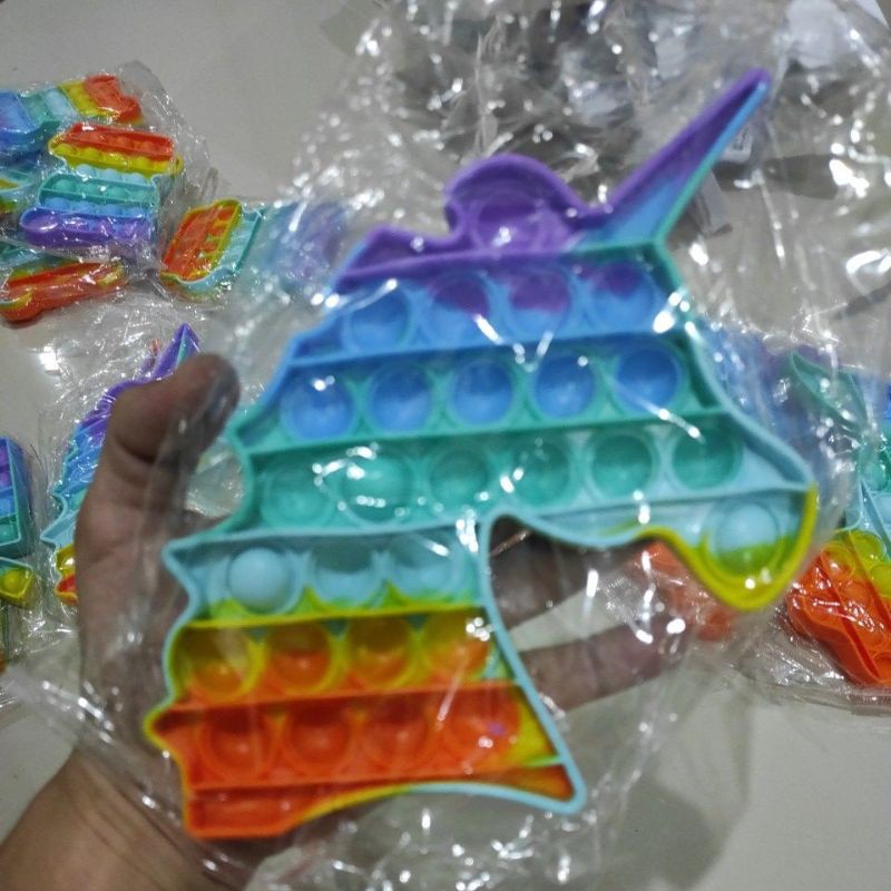 Pop It Fidget Toys Mainan Gelembung // Pop It Rainbow-Unicorn Pelangi