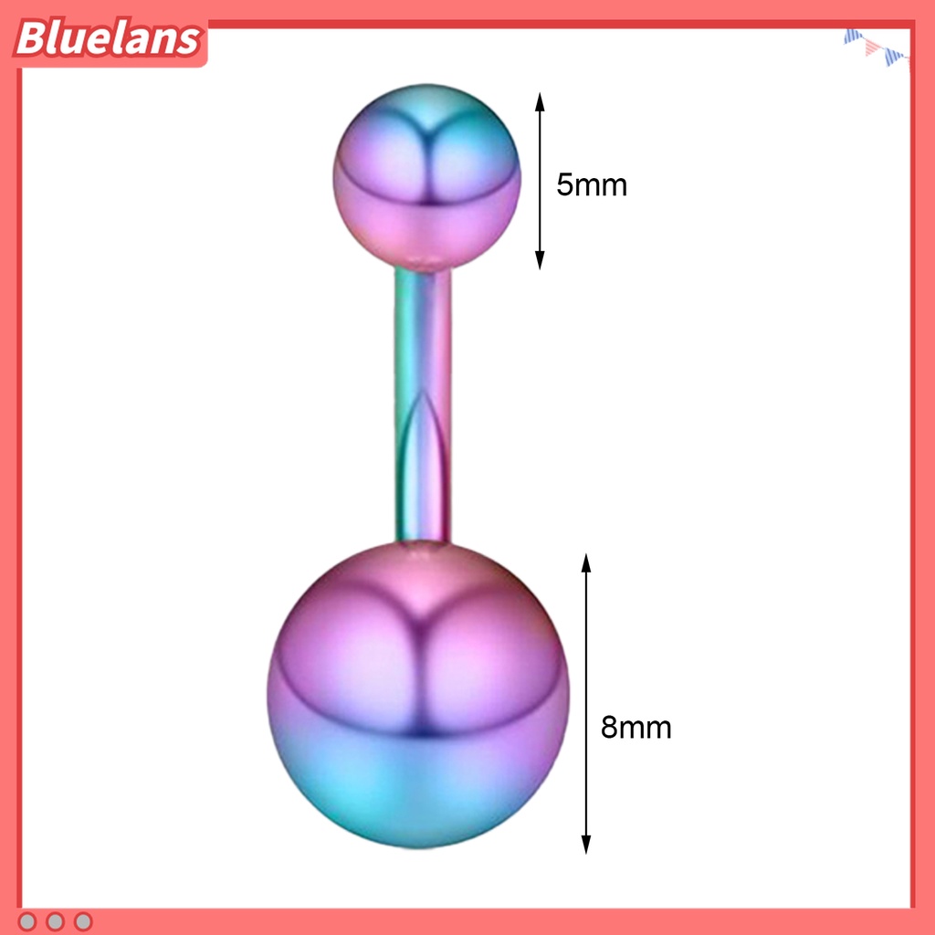 5 / 6Pcs Cincin Tindik Perut Bentuk Bola Bulat Bahan Stainless Steel Aksen Berlian Imitasi Warna-Warni Untuk Wanita