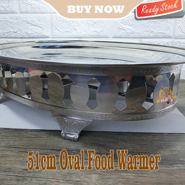 PREMIUM Oval Food Wamer 51cm Stainless Steel with Stand and burner