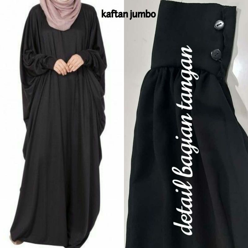 Abaya hitam polos kelelawar kavtan jumbo dress anggun busui