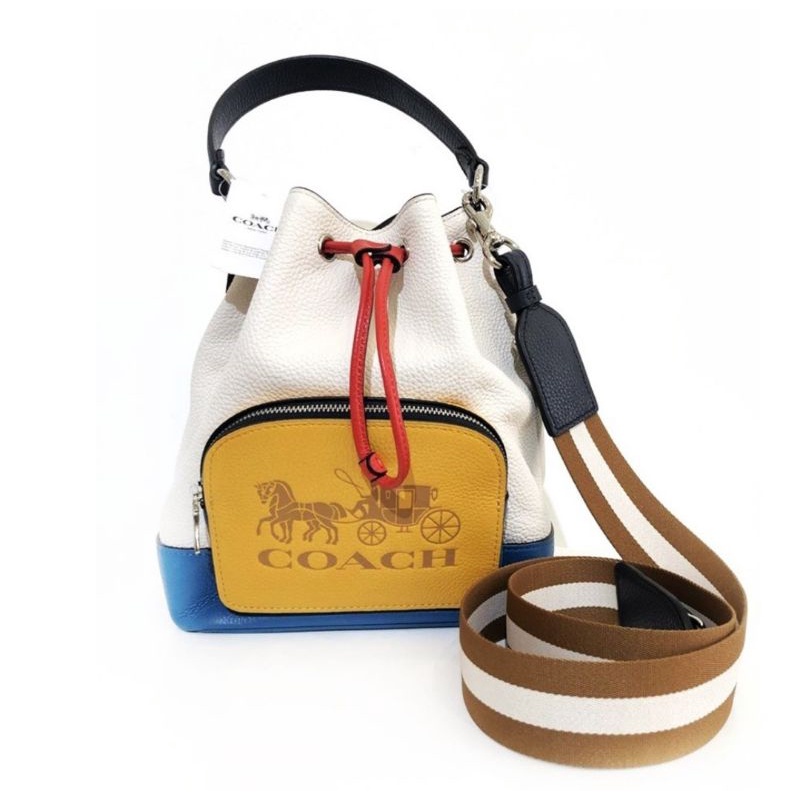 Coach Jes Drawstring Bucket Bag Colorblock Horse (C1899)
