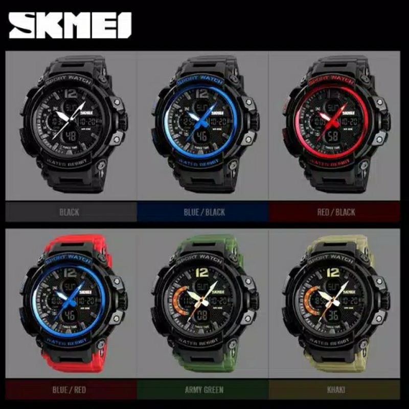 Jam SKMEI 1343 original doubke time free paper box bergaransi