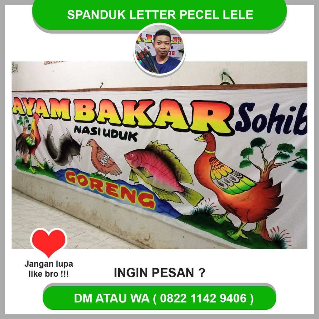spanduk pecel lele lamongan lukis tangan murah