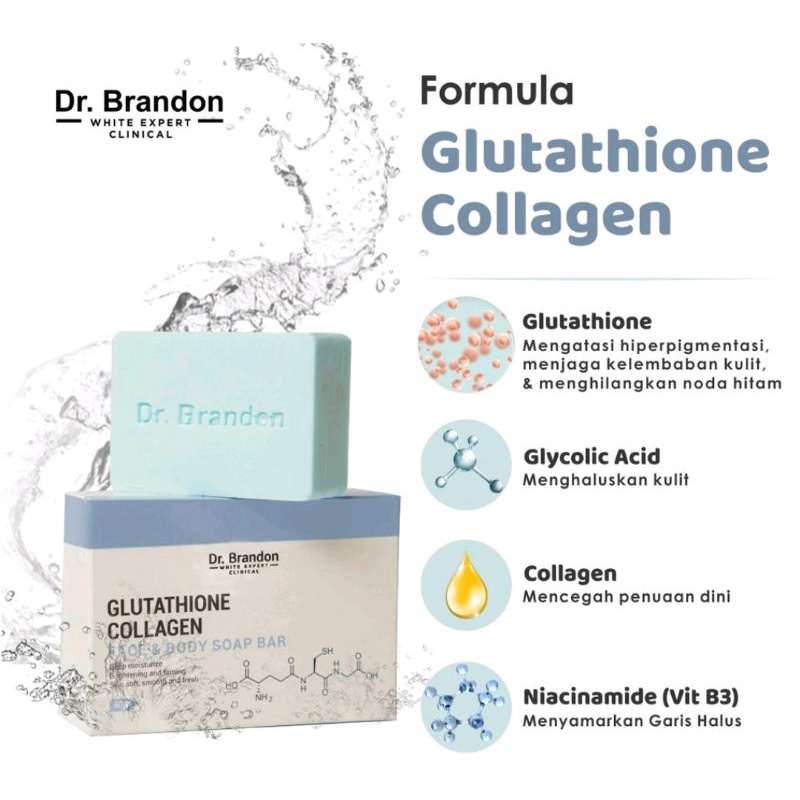 Dr brandon Soap Bar Glutathione + Collagen Brightening Firming Face &amp; Body 60gr