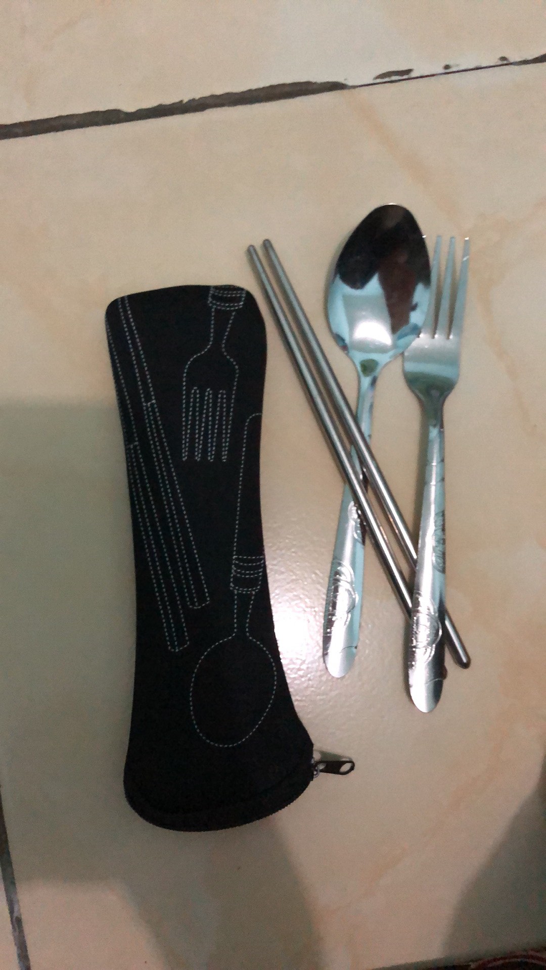 Sendok Travelling Sendok Set 3in1 Sendok Garpu Sumpit Stainless Steel