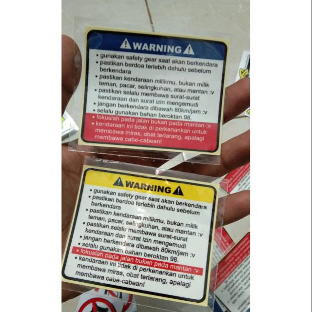 

Stiker print warning pokus pada jalan bukan pada mantan