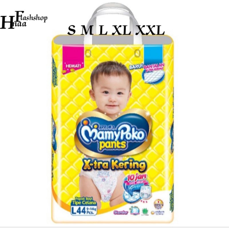 pampers mamypoko Xtra kering (S58/M50/L44/XL38/XXL34)