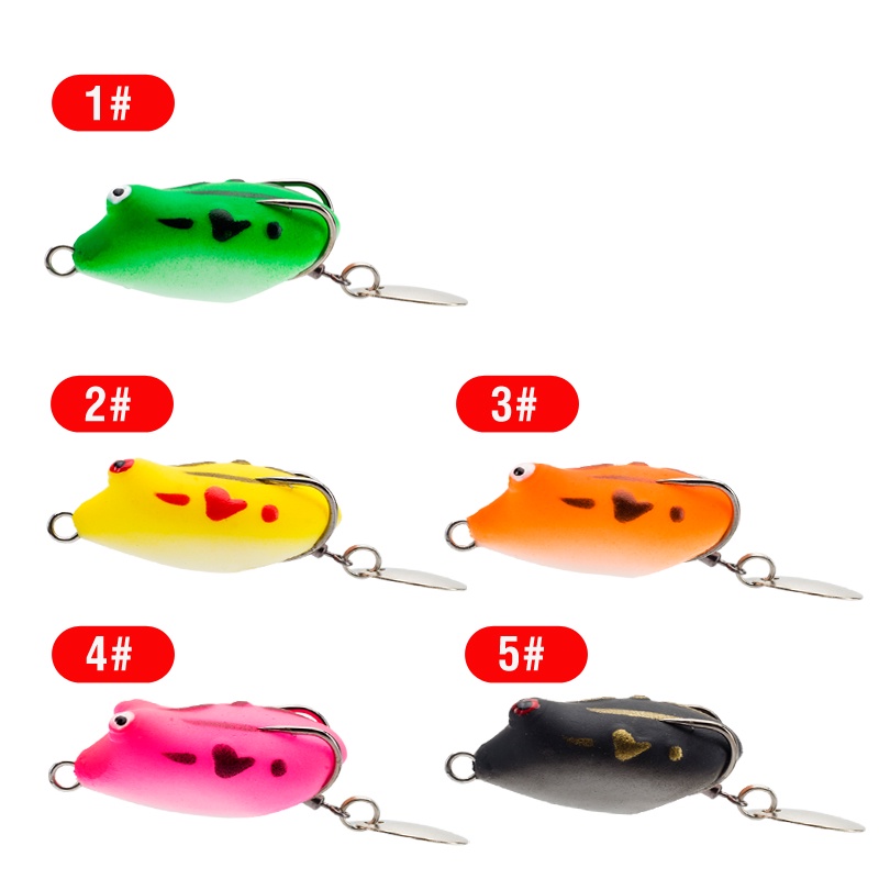 1 Pc Umpan Pancing Soft Bait Bentuk Katak Ukuran 4cm / 4g 5 Warna