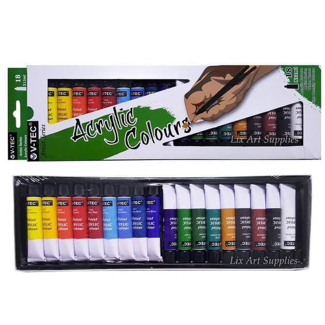 

STOK BARU! V TEC ACRYLIC PAINT CAT AKRILIK SET 18 12 WARNA COLOR 6 12 ML ALAT LUKIS TERMURAH DAN TERBARU AL4