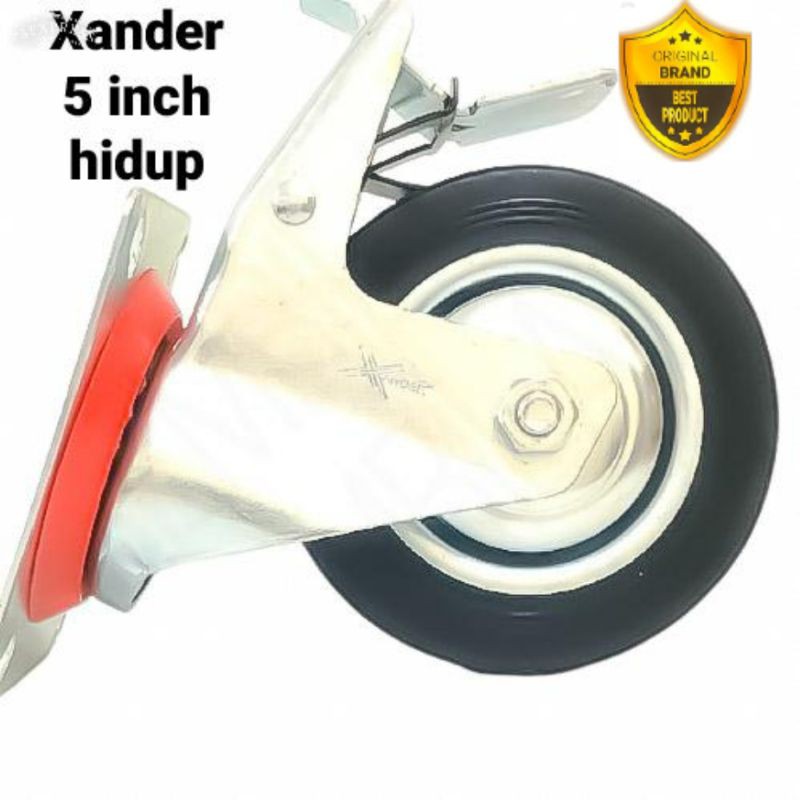 RODA TROLLEY KARET REM 5" INCH HIDUP XANDER-RODA ETALASE TROLI TROLY-RODA MEJA-RODA REM