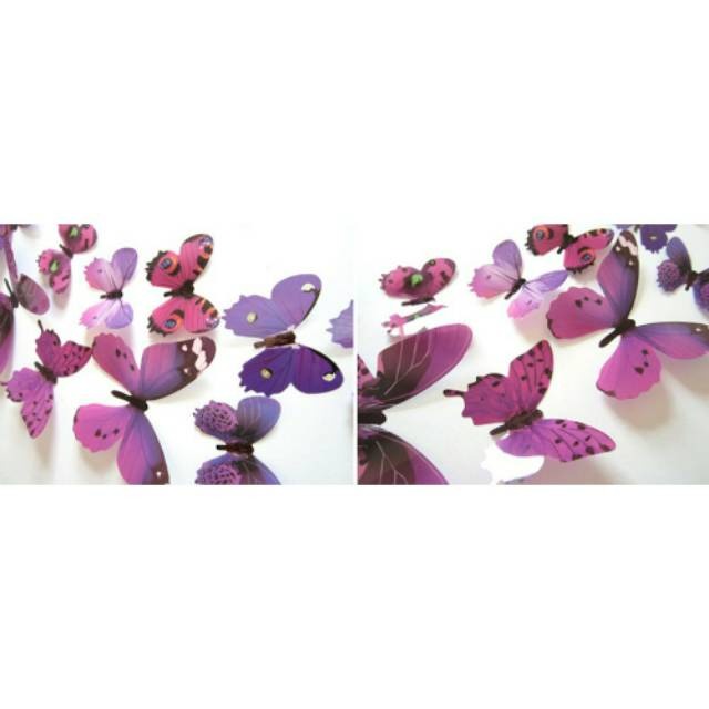 CC (DK07) Termurah 3D WALL STICKER BUTTERFLY / isi 12pcs stiker kupu kupu 3D kualitas import