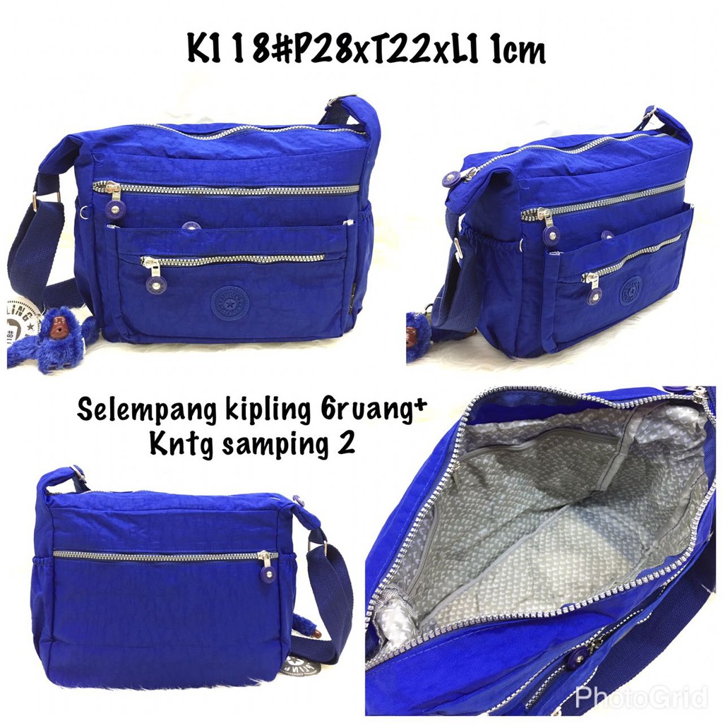 TAS SELEMPANG KIPLING K118#6 RUANG#2 KTG SAMPING#IMPORT QUALITY