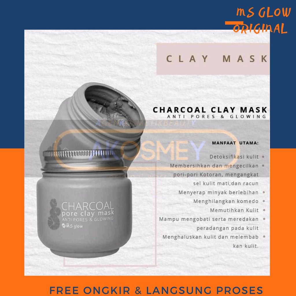 MASKER CHARCOAL / MASKER GREEN TEA MS GLOW / CLAY MASK MS GLOW