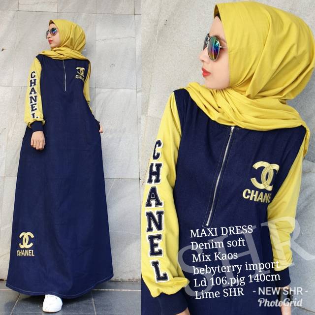 READY LAGI ORI SHR MAXI DRESS CHANEL (LIME)