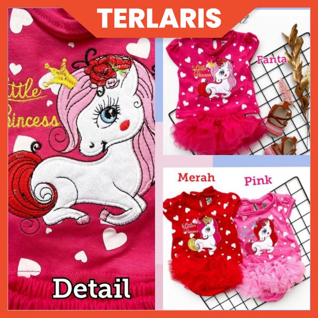 SETELAN BAJU BAYI CEWEK UNICORN 0-12 BULAN / SETELAN CELANA TUTU BAYI UNICORN / SETELAN ROK TUTU GOTIK UNICORN ANAK PEREMPUAN