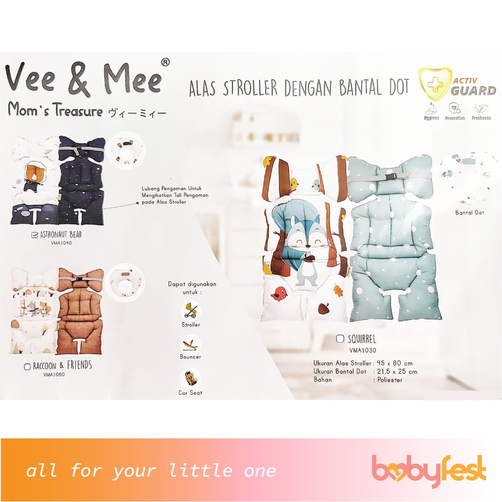 Vee Mee Alas Stroller dengan Bantal Dot (Anti Bakteri)