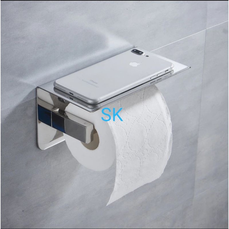 Tempat Tisue Gulung Stainles - Tempat Tissue Taroh Hp - Tempat Tisu Ss