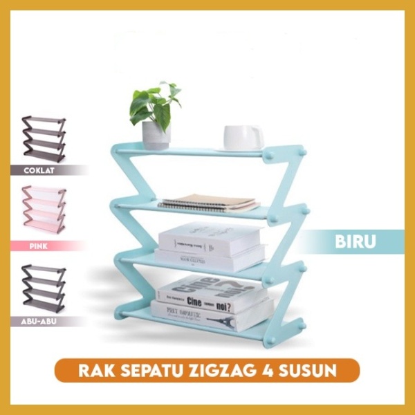 DISKON Rak Sepatu zig zag 4 Susun Shoe Rack Sandal Holder Mudah Bongkar Pasang TERMURAH