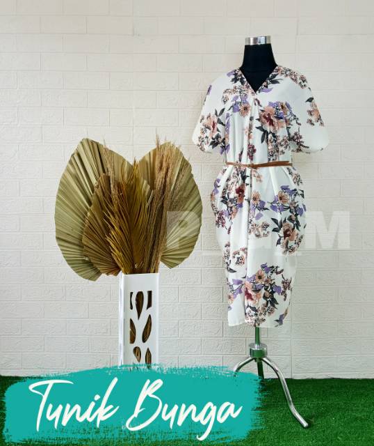 TUNIK BUNGA RIMBUN TERBARU TUNIK MOTIF CANTIK KAFTAN TUNIK BISA COD