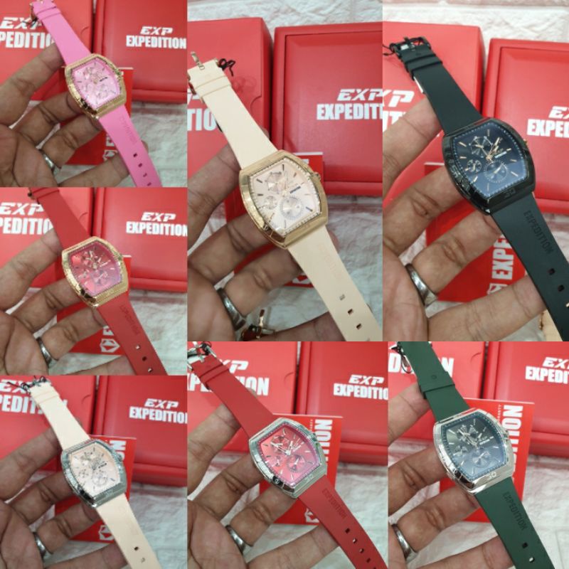 Jam Tangan Expedition 6800 E 6800 E6800 tali Karet Mesin Baterai Original ukuran Wanita 3.6cm +box o