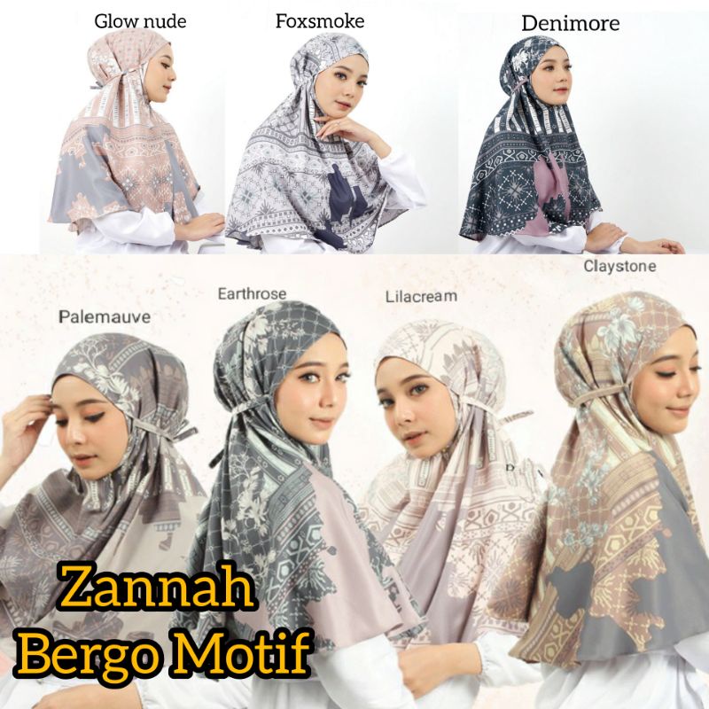Bergo Motif Maxmara/Zannah Bergo Motif/Maryam Bergo Motif/Bergo Maryam Motif/Hijab Instan Motif/Khim
