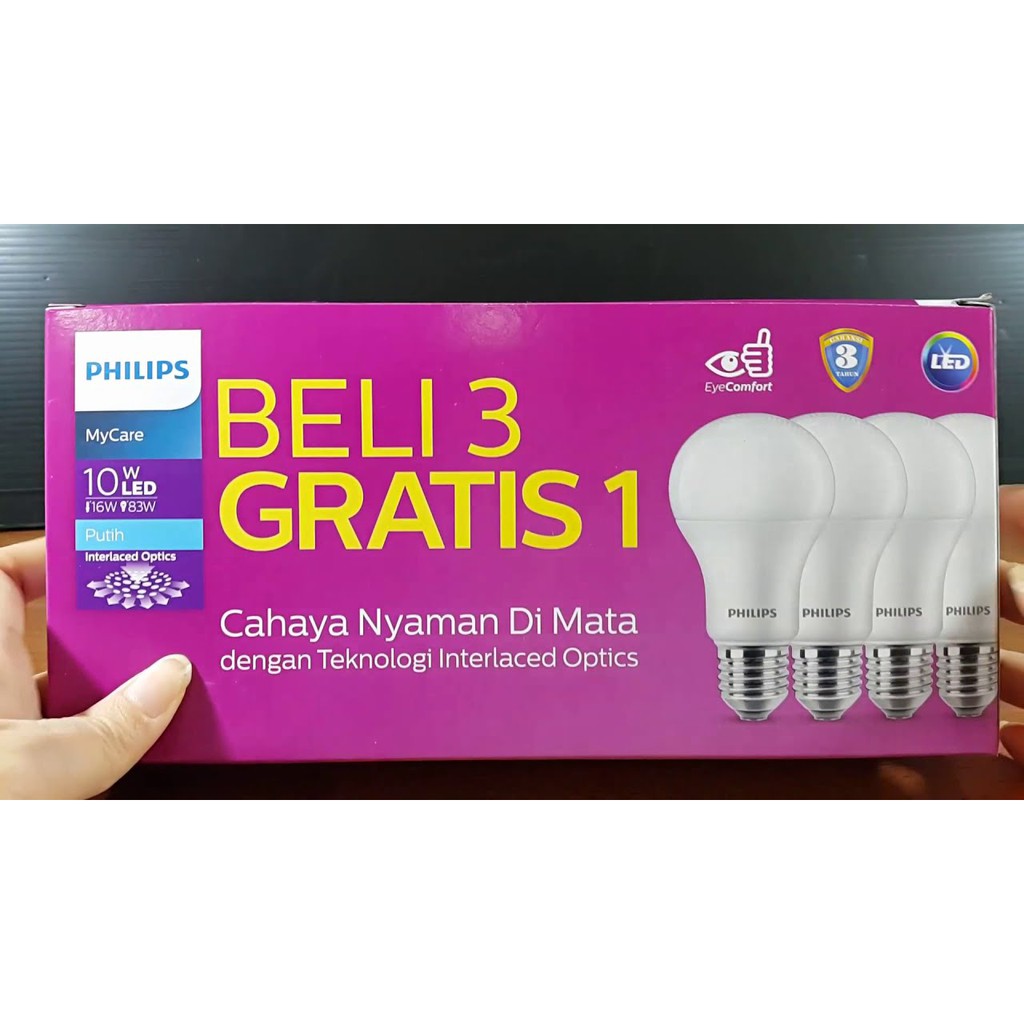 Jual Paket Lampu Philips LED Bulb 10 Watt White/Putih (6500k) | Shopee ...