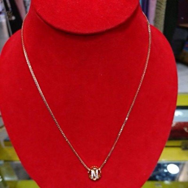 Kalung + Inisial Huruf N Titanium Bisa Request Huruf