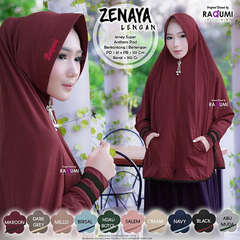 JIlbab Lengan Zenaya Hijab Saku Dua Jersey Jumbo
