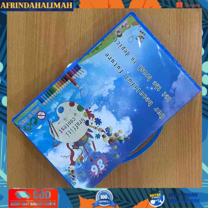 

[TERBARU] Crayon pensil warna anak alat tulis set koper isi 86 back to school - Biru