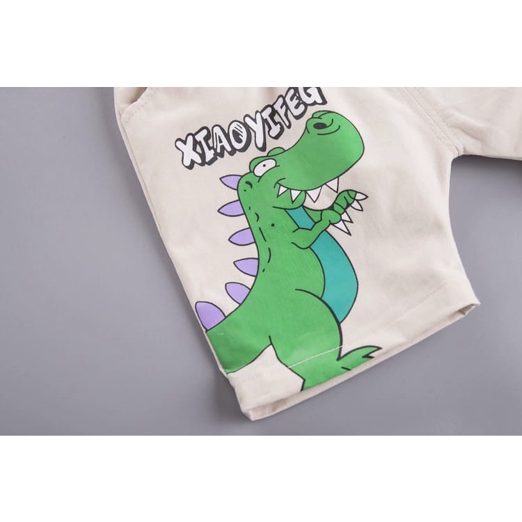 Promo !! Setelan bestseller anak / setelan xiaoyifeg trex grumpy ukuran 2-4tahun / Setelan baju anak cowok