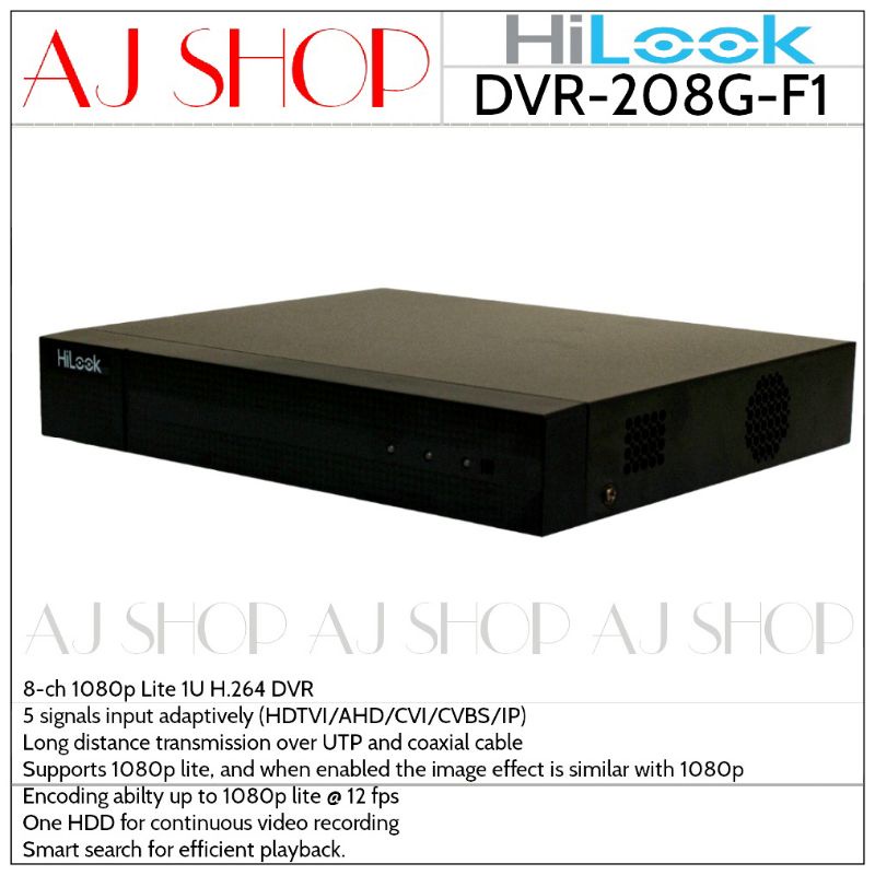 DVR HILOOK 8CH - 8 CHANNEL 1080P DVR-208G-F1 BY HIKVISION 8CH