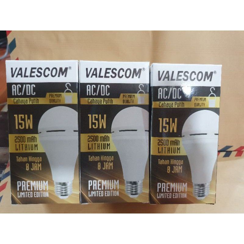 COD BOHLAM LAMPU LED EMERGENCY VALESCOM 15W PREMIUM AC/DC TAHAN 8 JAM//BOHLAM EMERGENCY VALESCOM 15 WATT//BOHLAM SENTUH NYALA