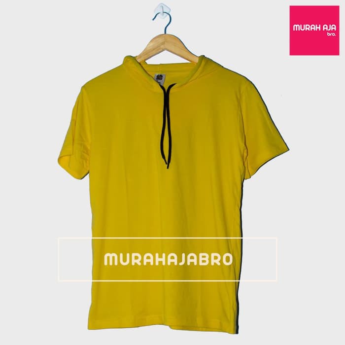 JaketPria SweaterBaju Kaos Polos Hoodie Lengan Pendek Pria Wanita Tali - Yellow
