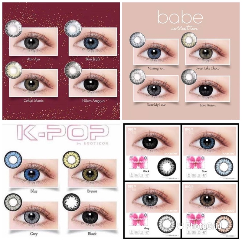 VARIANT LENGKAP - softlens kpop - softlens innoncent - softlens babe - softlens mac - dm 16 mm