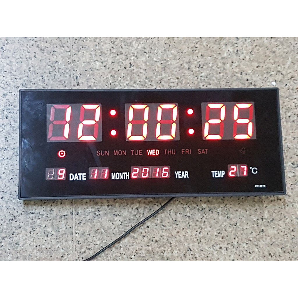 Digital LED Clock XY-3615 ( ukuran : 36cm x 15cm ) LED MERAH