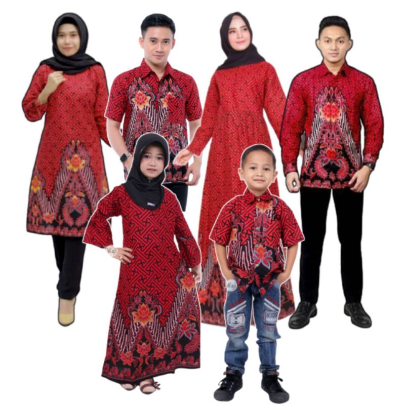BAJU BATIK COUPLE KELUARGA MOTIF BATA MERAH